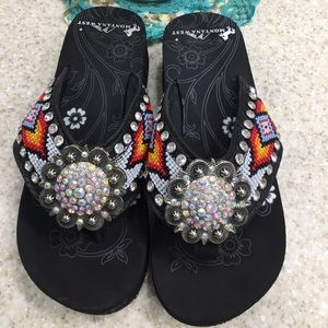 Montana West Beaded multi flip flops size 9